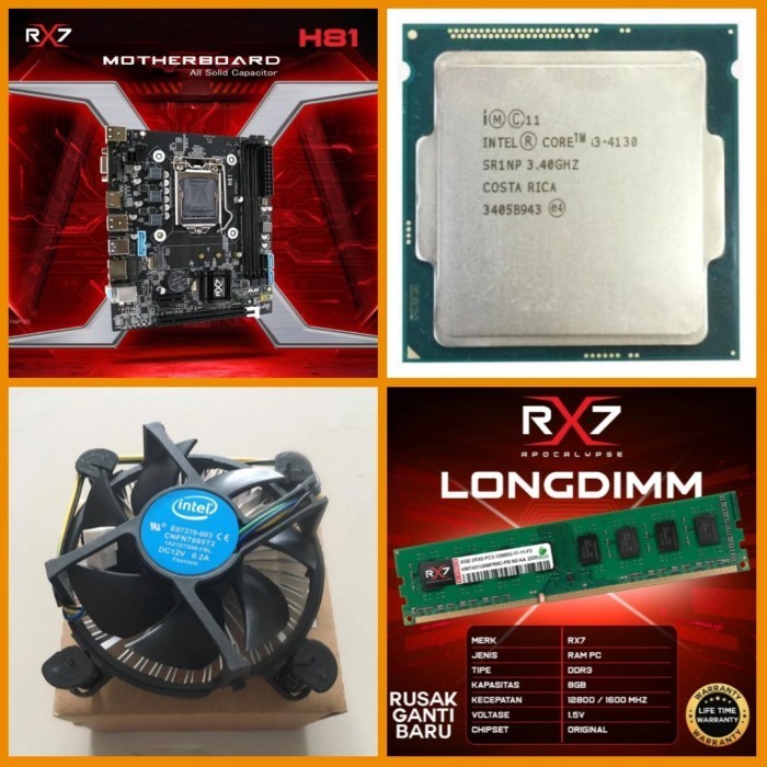 PAKETAN MOBO H81 I3 4130 + FAN RAM DDR3 8GB LGA 1150