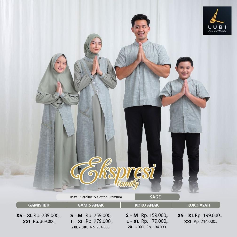 Sarimbit Keluarga 2024 Lebaran Lubi Ekspresi Family Sage Baju Couple Keluarga Lebaran 2024 Mewah - G