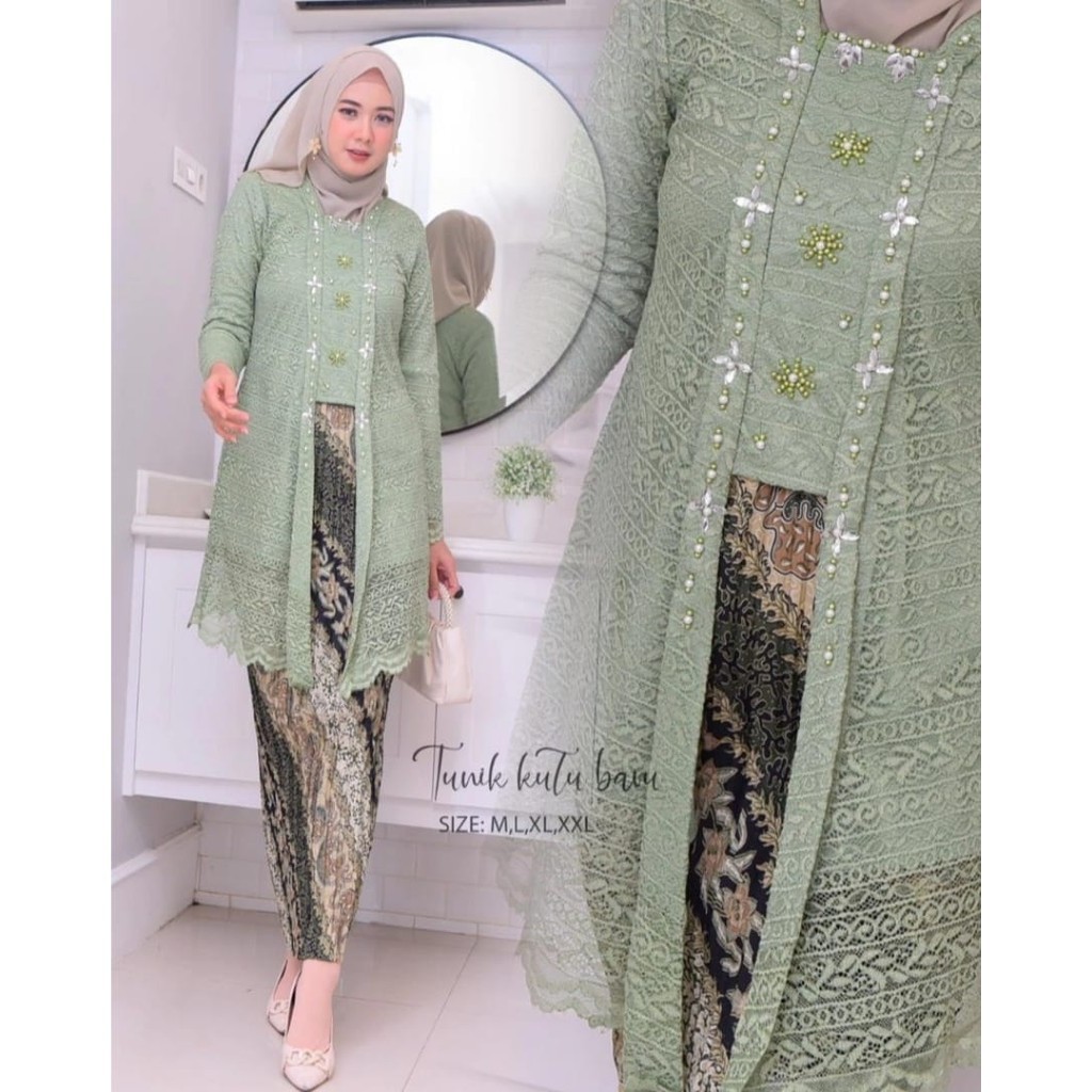 Ready Kebaya Brokat Kutu Baru Full Payet//Kebaya Modern Wanita Model Kekinian//Kebaya Wisuda//Kebaya