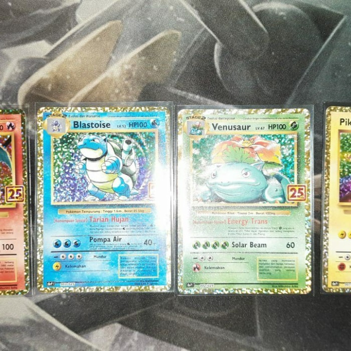 [Original] CharizardVenusaur Blastoise Pikachu Promo 25Th Kartu Pokemon Tcg Diskon
