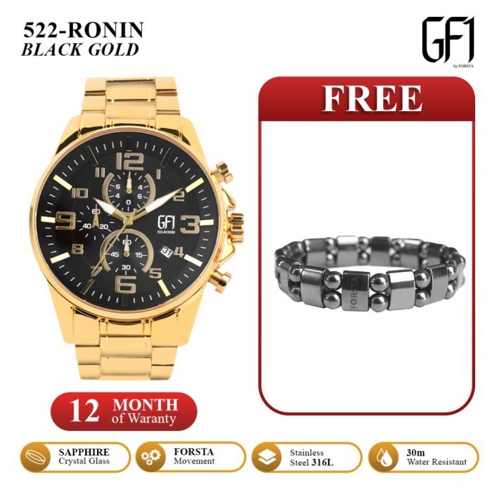 ✅Ori Jam Tangan Gf1 - Ronin - Black Gold By Forsta Limited