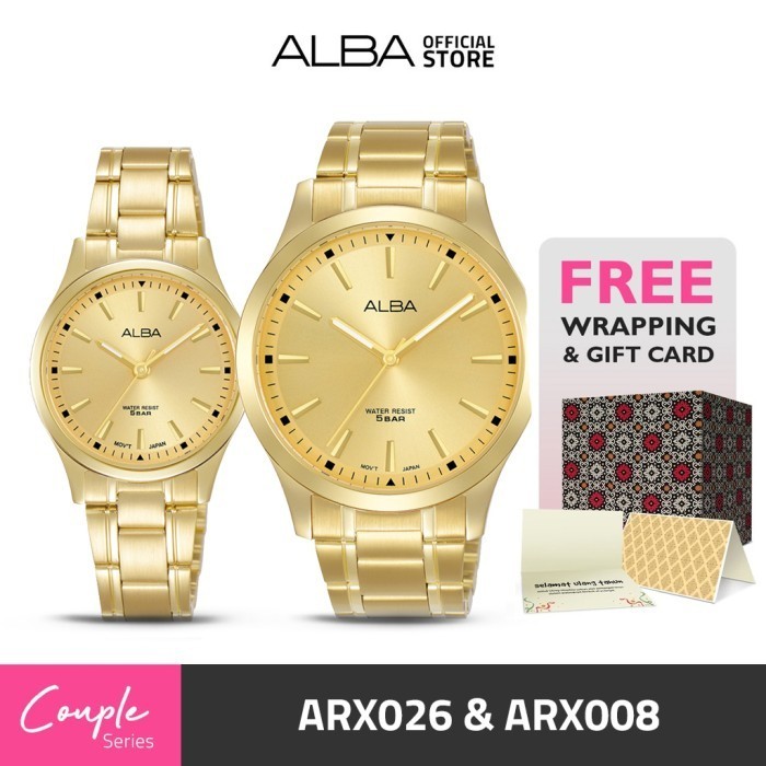 ✅Original Jam Tangan Couple Alba Arx008  Arx026 Gold Stainless Quartz Diskon