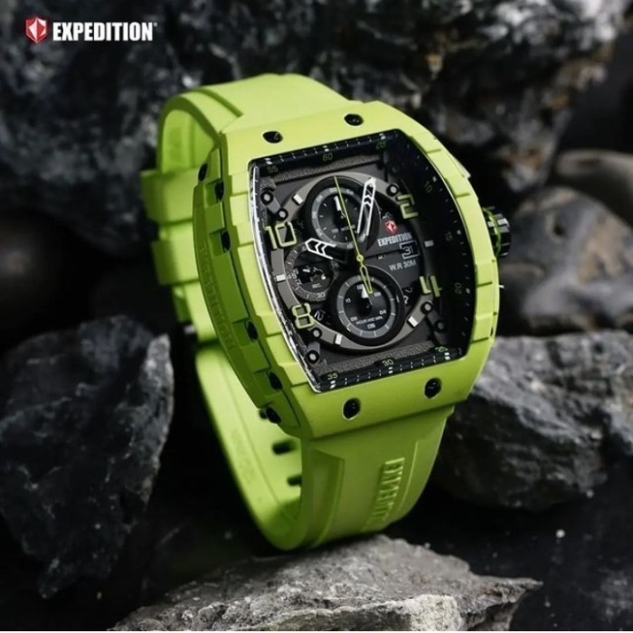 ✅Original Jam Tangan Expedition Original Pria E6782 / E 6782 Green Shoft Black Berkualitas