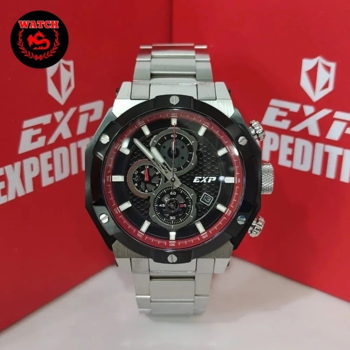 ✅Original Jam Tangan Expedition Pria Original E6385 Silver Black Red Limited