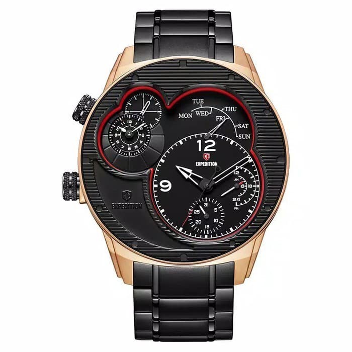 ✅Original Jam Tangan Pria Expedition E6737M Double Time Multifunction Black Rose Berkualitas
