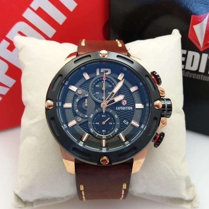 ✅Ready Expedition E 6780 - Jam Tangan Pria Original - Rosegold Brown Black Limited