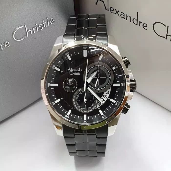 ✅Ready Jam Tangan Pria Alexander Cristie Ac6496 Black Silver Original New Terbaru