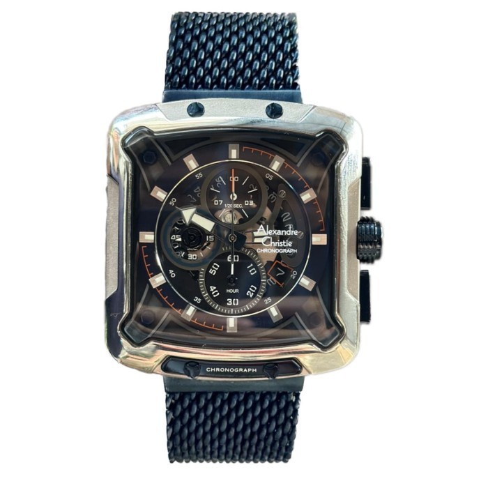 ✅Ready Alexandre Christie Ac 3030 Pria Silver Blue Rantai Chronograp Original Diskon