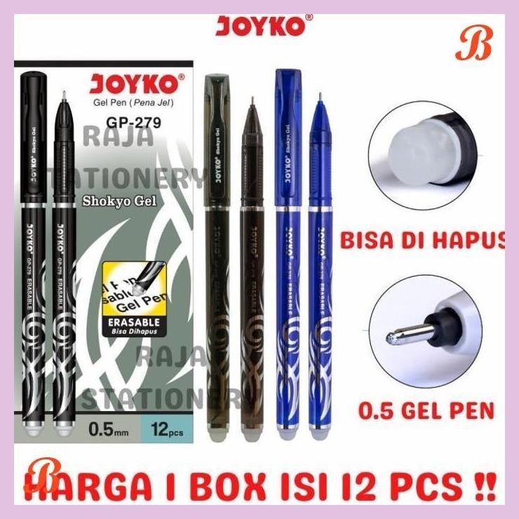 

| KG | JOYKO ERASABLE GEL PEN HITAM BIRU PULPEN BISA DIHAPUS GP-279 [12PCS]