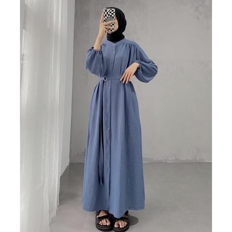 Gamis Crinkle Airflow Jumbo Premium Dress Crinkle Airflow Dress Ld 110 Kancing Depan Full Hidup Prom
