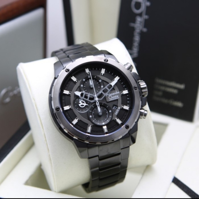 ✅Ori Alexandre Christie Ac 6530 Black Ac6530 Pria OriginalStainless Terbaru
