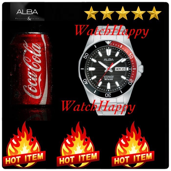 ✅Ori Alba Al4457X1 Al4457 Black Dial With Red Black Bezel 100 Best Seller Diskon