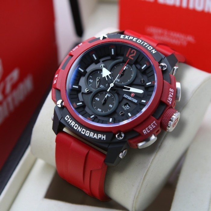 ✅Ori Jam Tangan Expedition Pria E6781 / 6781 Original - Red Black Terbatas