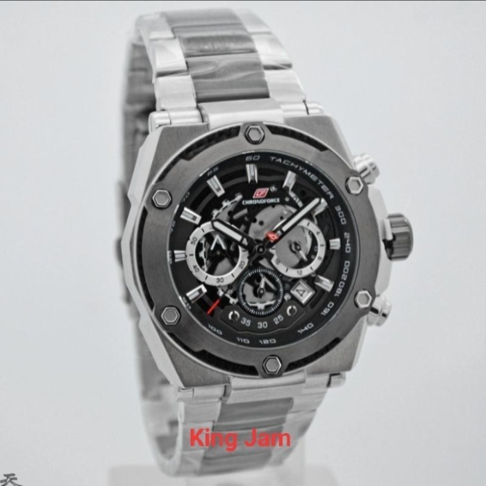 ✅Ori Jam Tangan Pria Chronoforce Cf 5297 Original Silver Black Limited
