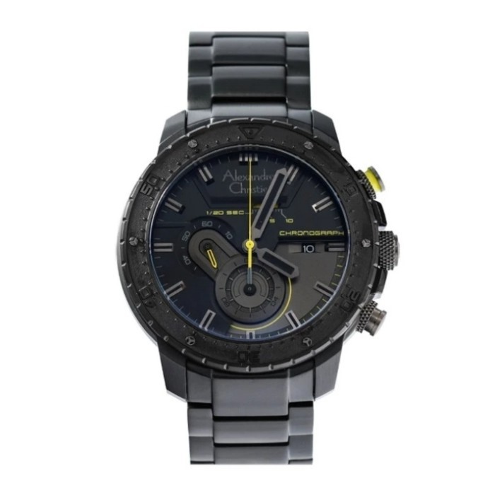 ✅Ori Jam Tangan Pria Alexandre Christie 6627 Black Yellow Original Diskon