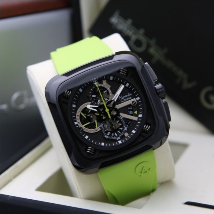 ✅Ori Jam Tangan Pria Alexandre Christie Ac 6577 / Ac6577 Green Light Black Berkualitas