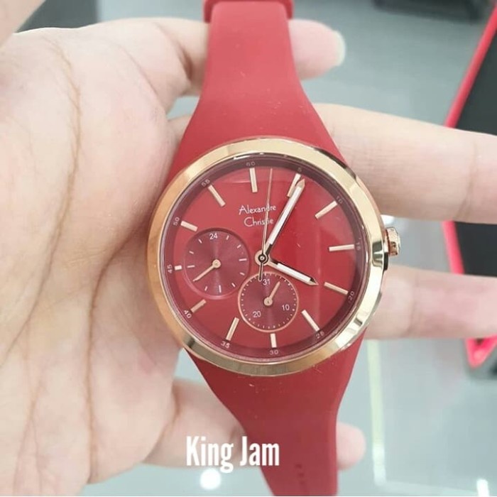 ✨Baru Jam Tangan Wanita Alexandre Christie Ac 2663 Original Red Rubber Terbatas