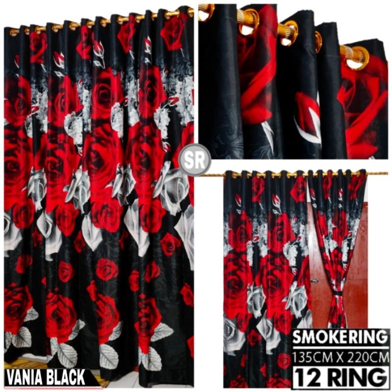 Gorden Jendela Pintu Kamar Smokring 12 Ring Minimalis Aesthetic Terbaru Panjang Tebal Batik Sultan K