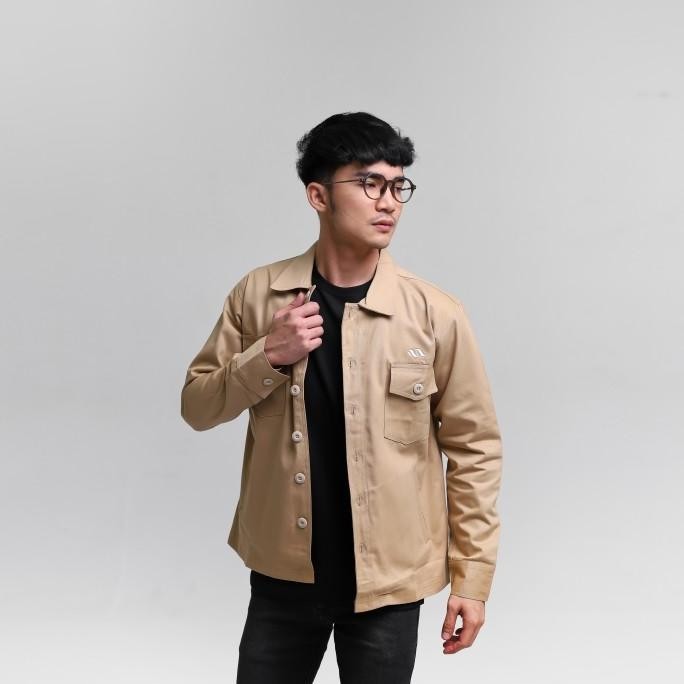 New Ineat Zaku Trucker Jacket Cream - Jaket Outer Pria Berkualitas