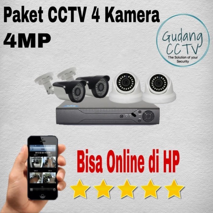 Promo PAKET CCTV ONLINE 1080P 4MP 4 KAMERA DVR 4 FULL HD SIAP PASANG