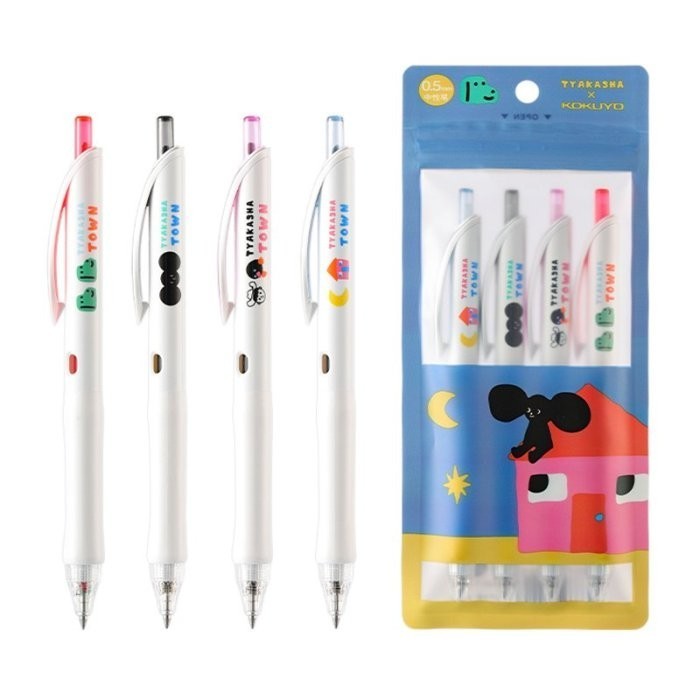 

[Baru] Kokuyo X Tyakasha Push Gel Pen 0.5 Wsg-Pr3M302-4S Set 4 Color Limited Limited