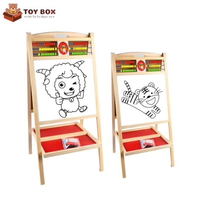 

[Baru] Mainan Papan Tulis Lipat Blackboard Dan Whiteboard 2 In 1 Bolak Balik Limited