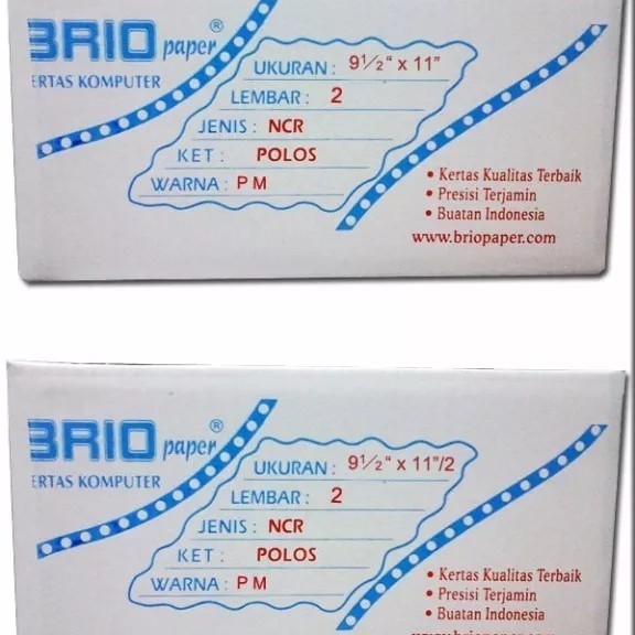 

[Baru] Kertas Continuous Form 2 Ply Ncr Brio Ukuran 9.5X13F4 Limited