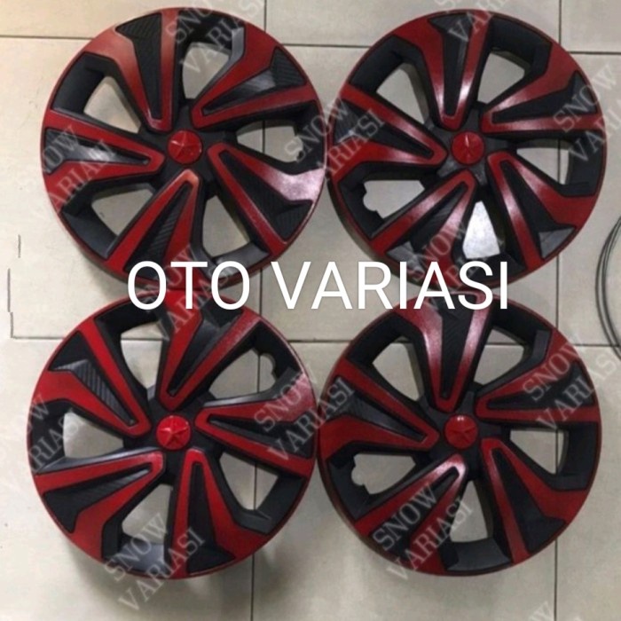 [New Ori] Dop Velg Dop Roda Cover Tutup Roda Ring 14 In Mobil Universal Merah Terbatas