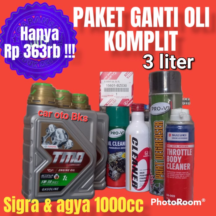✅COD Paket Ganti Oli Mobil 5W 30 3Liter Tmo Super Komplit Diskon