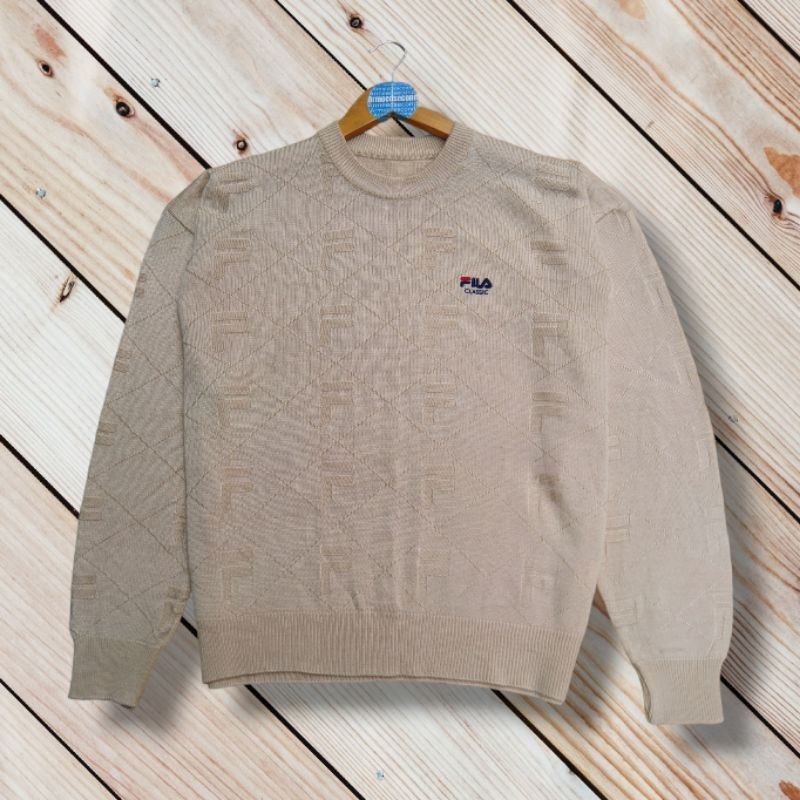 SWEATER RAJUT FILA EMBOS KNITWEAR PRIA WANITA VINTAGE SWEATER SCOND