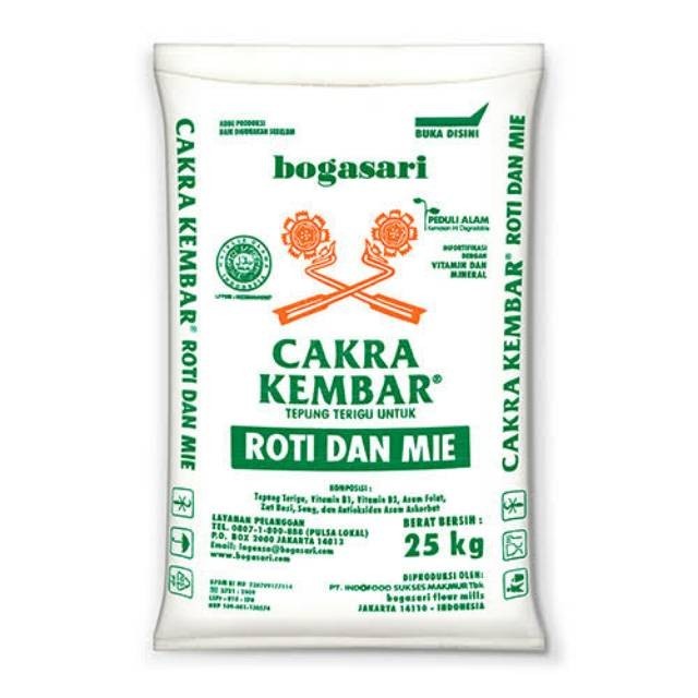 

Tepung Terigu Cakra Kembar Karung 25Kg Bogasari Protein Tinggi Ready