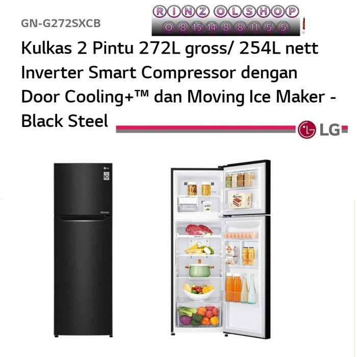 [Baru] Kulkas Lg Gn-G272Sxcb Smart Inverter 2 Pintu Door Cooling Gng272Sxcb Diskon