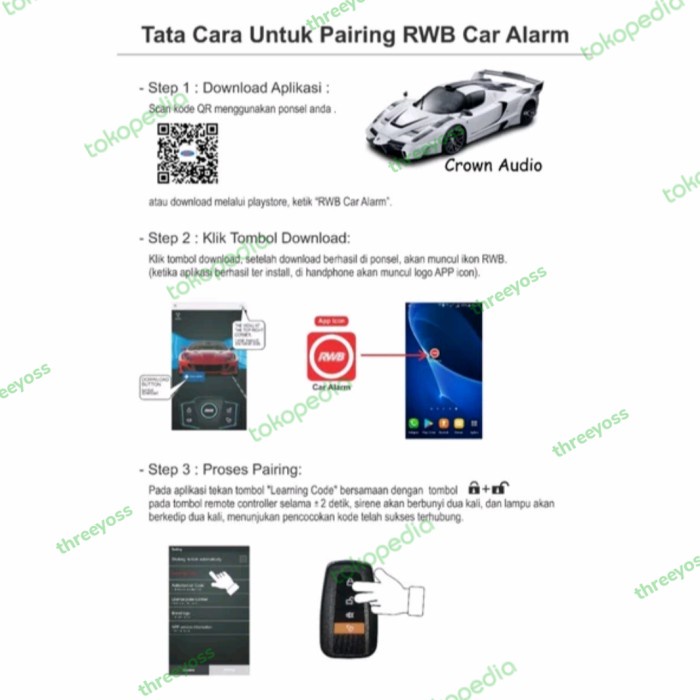 ✨Ori Mobil Alarm Sistem Hp Remote Dan Aplikasi Android Dan Ios Universal Berkualitas