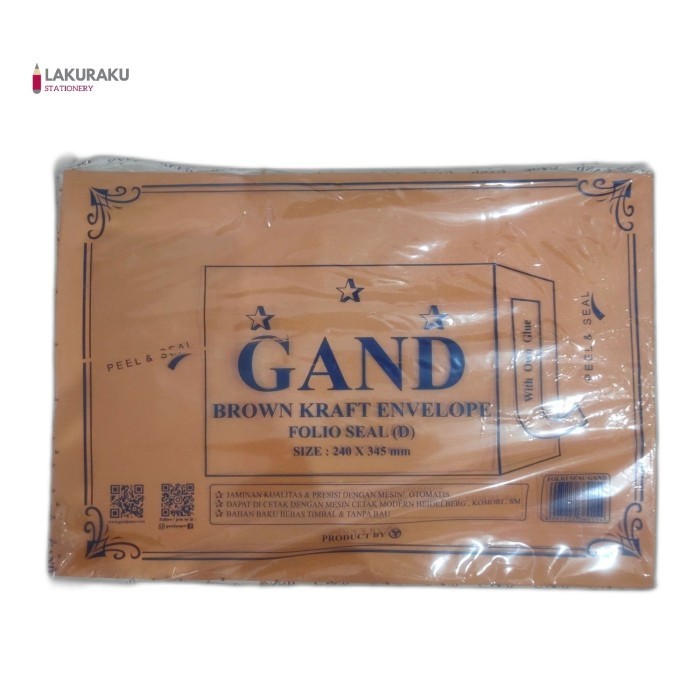 

Amplop F4 Folio Gand 240 X 345 Mm Isi 100 Lembar Cokelat