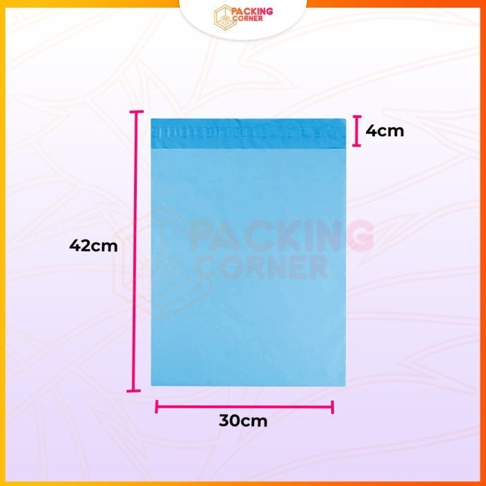 

Plastik Polymailer Kantong Amplop Packing Eko Biru Muda Pastel 30X42