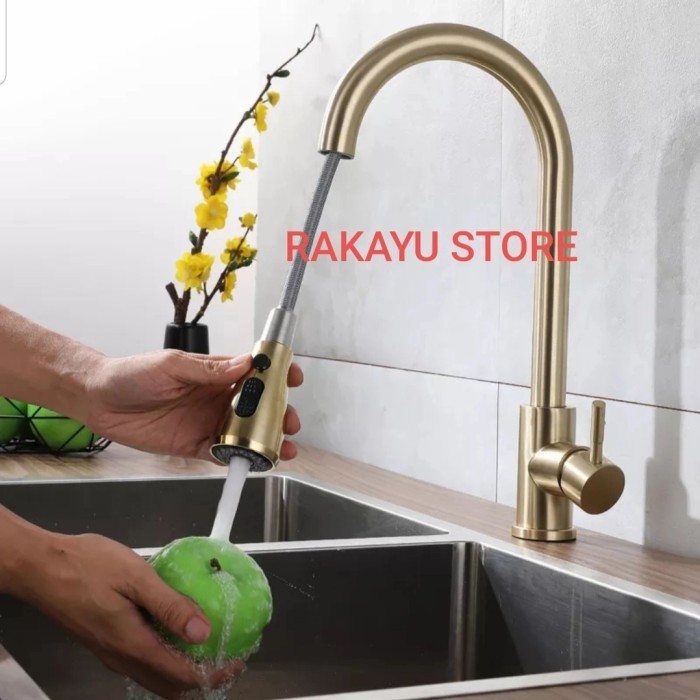 ✨COD Kran Tarik Gold Panas Dingin/Kran Sink Mixer Panas Dingin Gold Berkualitas