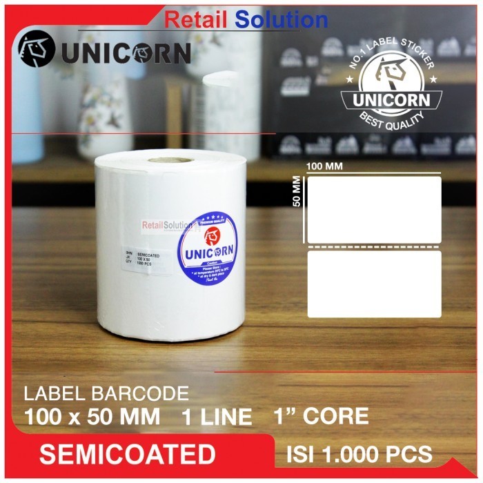 

Stiker Label Barcode Semicoat 100X50 Mm / 100 X 50 Mm / 100X50Mm