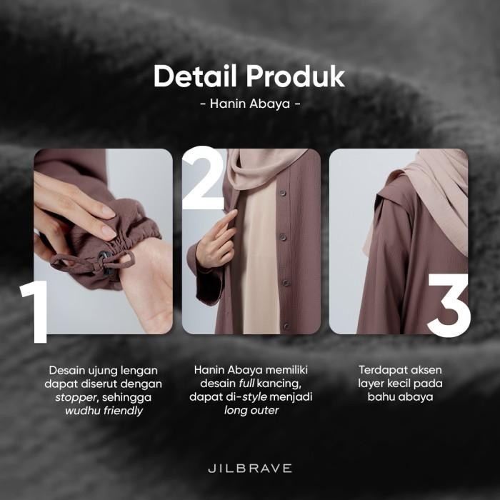 Hanin Abaya Jilbrave Dress Casual Crinkle Full Kancing - Dark Brown Best Seller