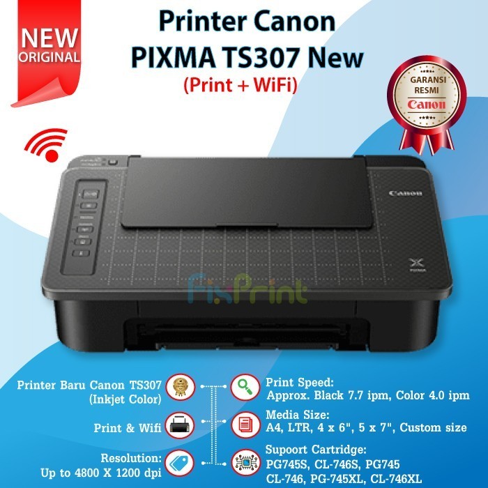 Printer Canon Ts307 Ts 307 Print Scan Copy Wifi Cartridge 745S 746S Best