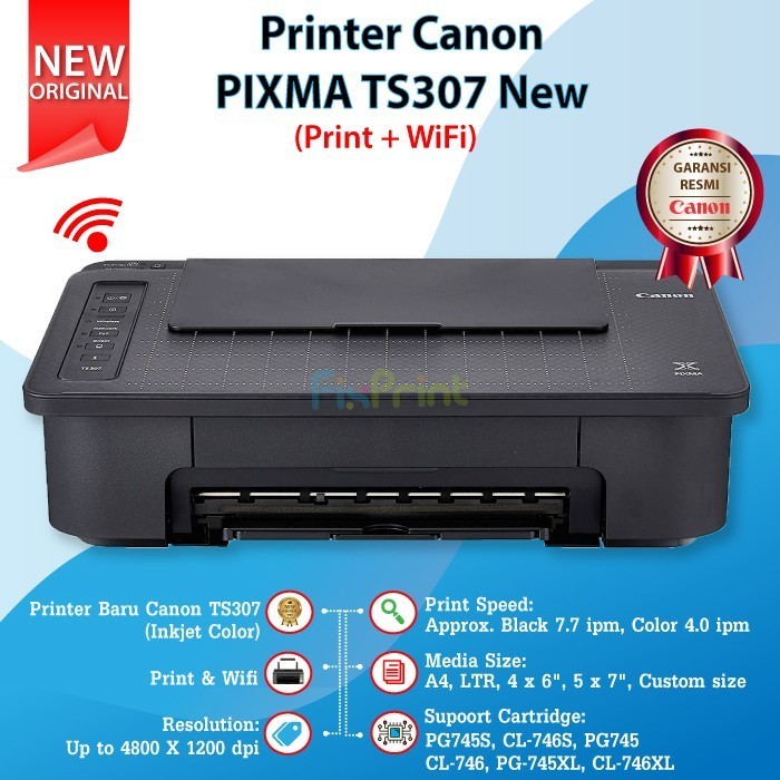 Printer Canon Ts307 Ts-307 Wifi, Photo Printer Borderless (Tanpa Tepi) Best