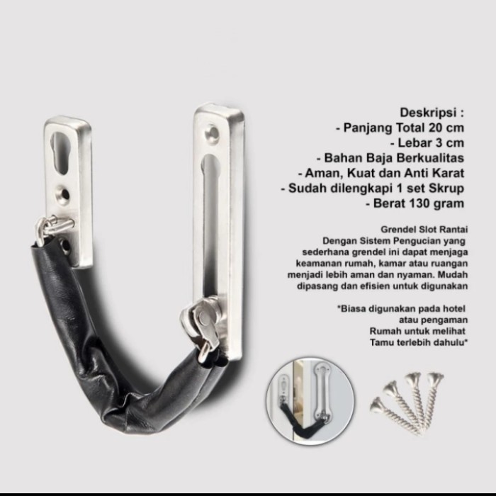 Grendel Slot Pintu Rantai 20Cm Selot Pintu Rumah Rantai Door Chain Best