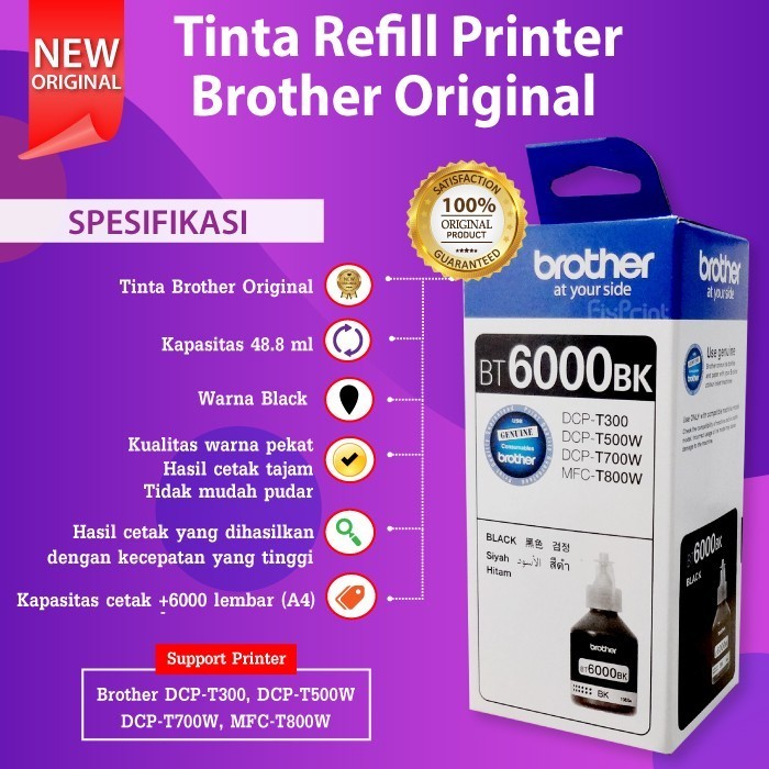Tinta Brother Btd60Bk Bt-D60 Black Printer Mfc-T810W T910Dw T4500Dw Best