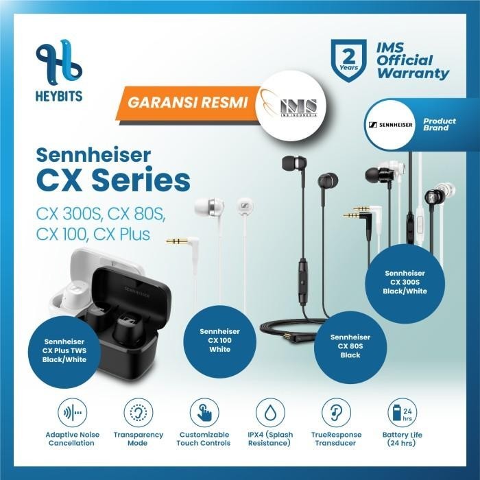 NEW SENNHEISER EARPHONE CX100 CX80S CX300S CX PLUS HEADSET HEADPHONE RESMI