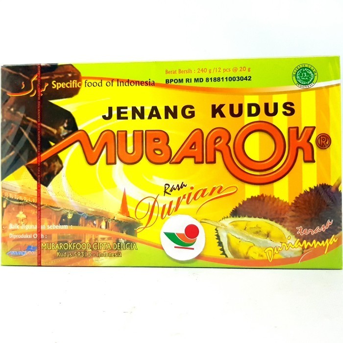 

\\\\\] MUBAROK JENANG KUDUS RASA DURIAN 240gr 12pcs @ 20gr HALAL ASLI KHAS