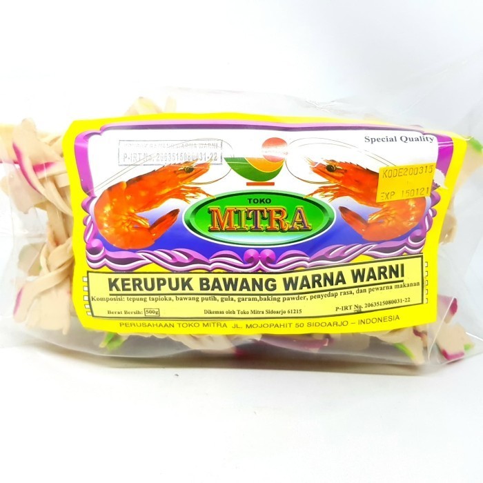 

`````````] MITRA KERUPUK BAWANG 500gr PITA KRUPUK KEPANG KELABANG MENTAH WARNA