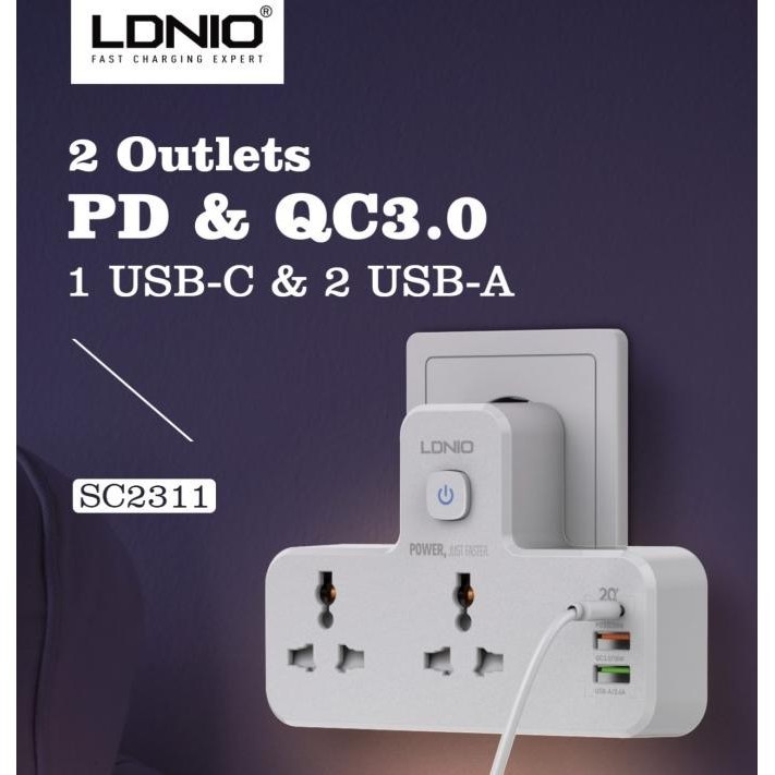 LDNIO SC2311 Colokan Steker Plug Extension Multi Plug Sockets with USB