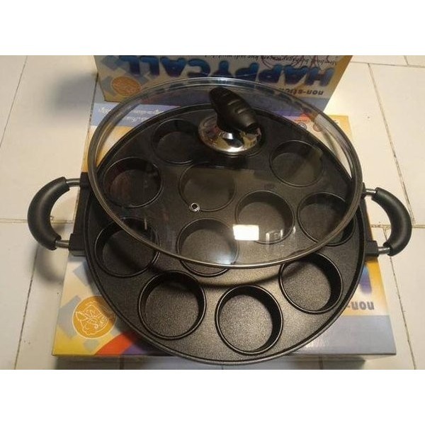 Asli Cetakan Kue Lumpur Happy Call Cake Pan 12 Lubang Teflon Bulat Murah