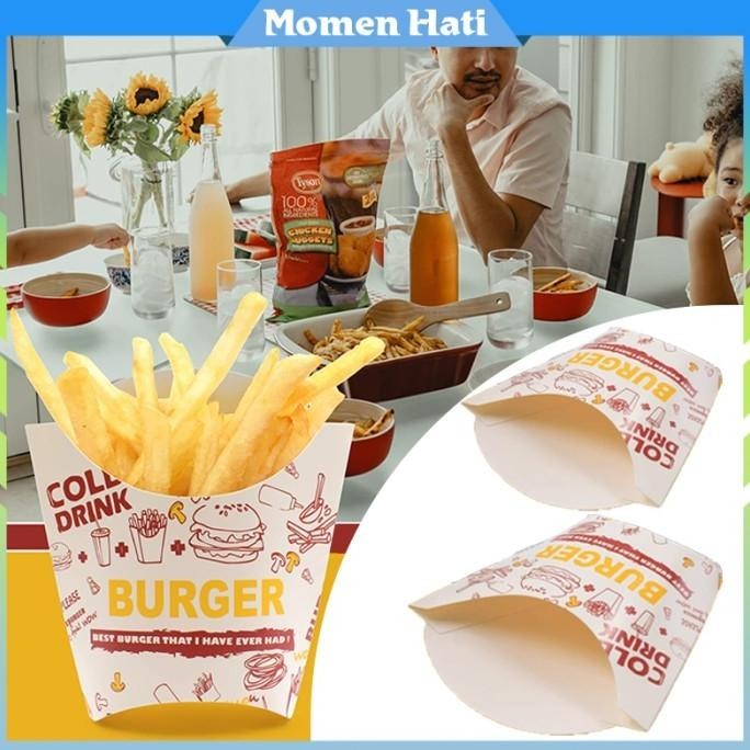 

Buruan serbu] 50 Pcs Kertas Packaging Kentang Goreng Sekali Pakai Dus French Fries