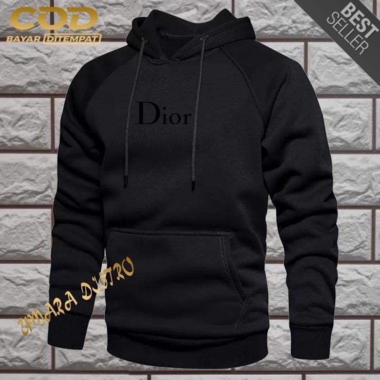 PJ Umara Distro...!!! Sweater Hoodie Distro Dior Text Hitam Premium (Jaket Musim Dingin Sweater Hodi