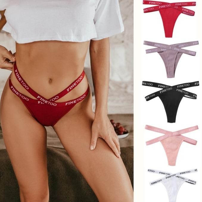 Big Sale FINETOO FT45 Sexy Celana Dalam Wanita Tali Silang High Waist Thong 